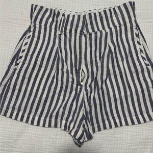 Cynthia Rowley Navy & White Striped High-Waist Shorts